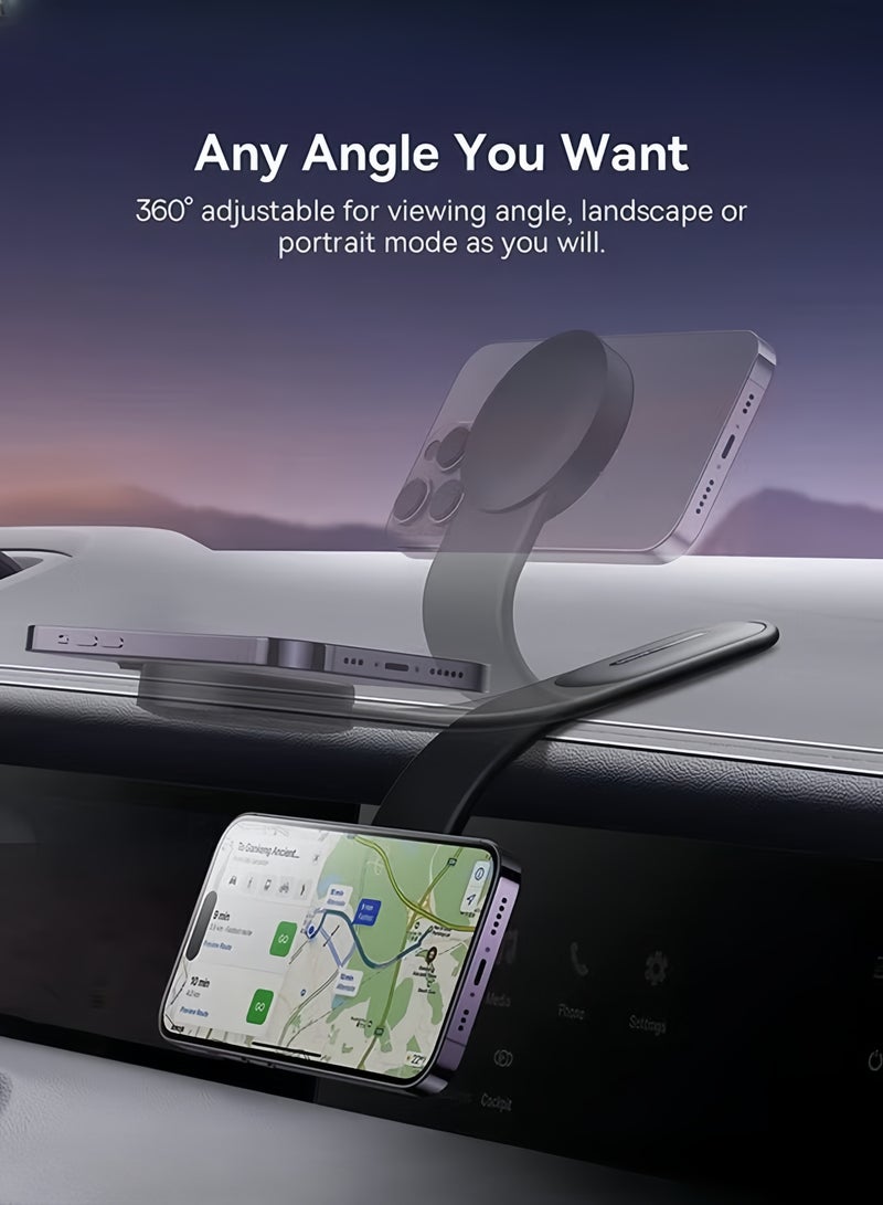 Magsafe Car Mount, Magnetic Phone Holder for Car with iPhone 15 /14/13/12 Series, Bendable Memory Titanium Alloy for All Dashboard, Windshield Black  - Image 3
