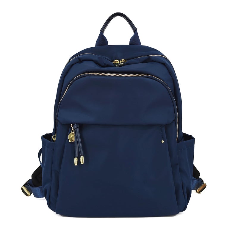 M-ioi-M Medium Backpack Purse for Women, Fashion Nylon Daypack with Gold Hardware, Lightweight Water-Resistant Rucksack for College, Work, Travel, Everyday Use, Fits 13â€“14" Laptop (Navy Blue,Medium) - Image 1