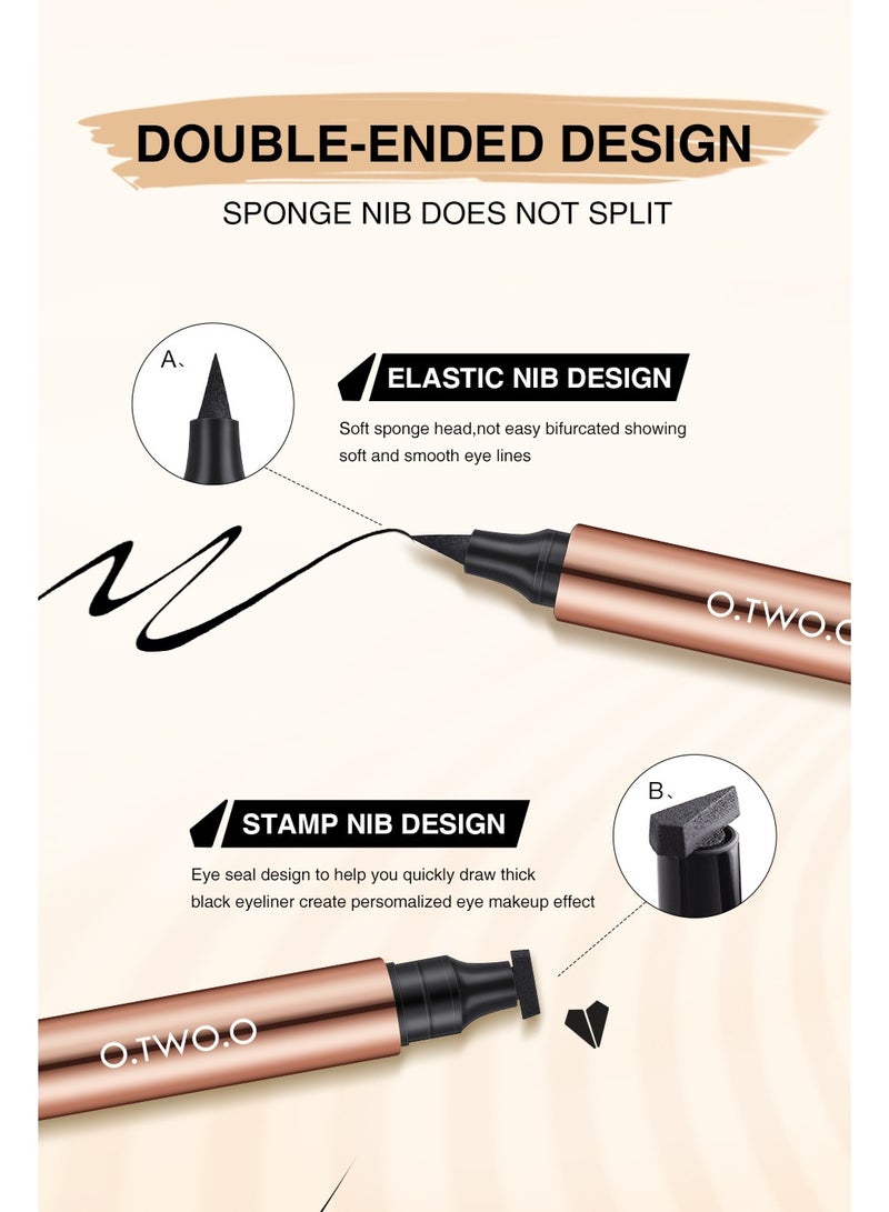 O.TWO.O Dual-Ended Stamp Eyeliner – Waterproof, Smudge-Proof, Big Sponge Tip & Fine Precision Liner for Quick and Bold Eye Looks - Image 2