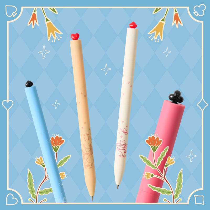 Kaco FIRST Gel Pens Cute Stationery Black Ink 4 Pieces Wonderland Garden Series, 0.5 mm Fine Point, Aesthetic Cute Pens for Journaling - Image 3