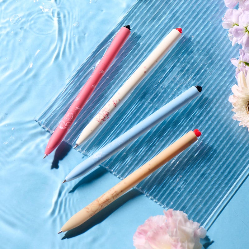 Kaco FIRST Gel Pens Cute Stationery Black Ink 4 Pieces Wonderland Garden Series, 0.5 mm Fine Point, Aesthetic Cute Pens for Journaling - Image 2