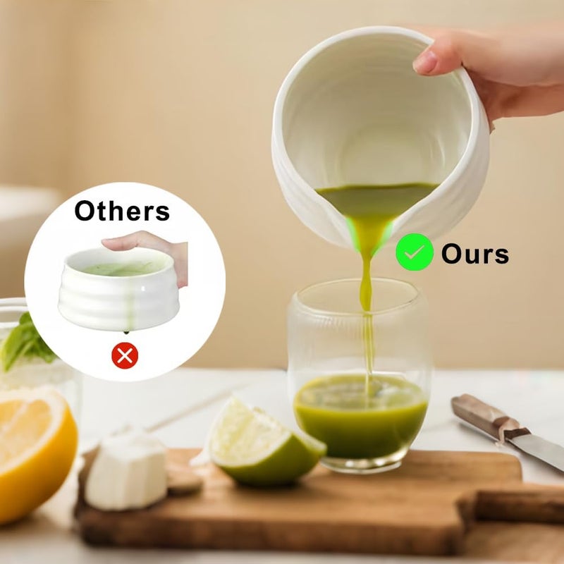 Offcute White Matcha Bowl with Spout - Ceramic Chawan Matcha Bowl for Whisking Matcha -Traditional Japanese Macha Bowl Handmade - Image 2