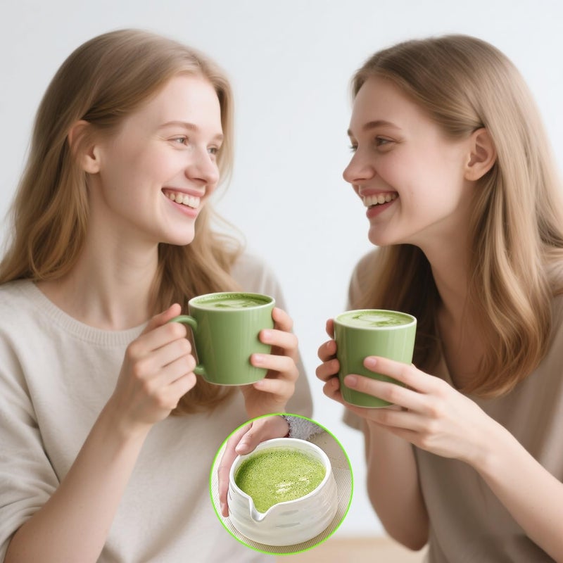 Offcute White Matcha Bowl with Spout - Ceramic Chawan Matcha Bowl for Whisking Matcha -Traditional Japanese Macha Bowl Handmade - Image 3