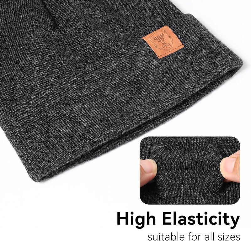 OZERO Winter Beanie Hat for Men Women: Thermal Thick Polar Fleece Lining Knit Cuffed Beanie Hats Warm Caps for Cold Weather Running, Hiking, Travel - Image 4