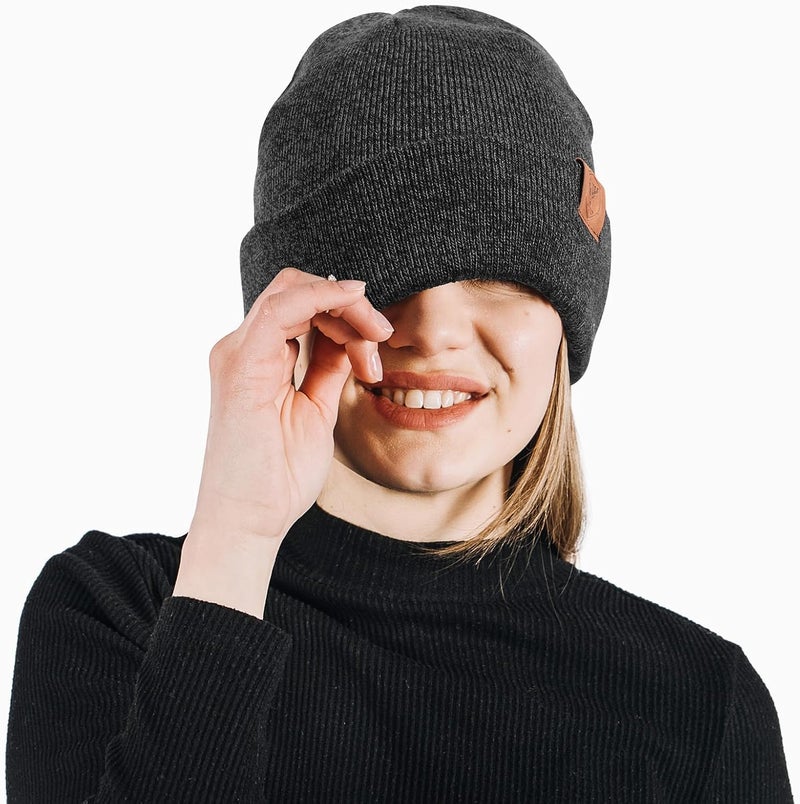 OZERO Winter Beanie Hat for Men Women: Thermal Thick Polar Fleece Lining Knit Cuffed Beanie Hats Warm Caps for Cold Weather Running, Hiking, Travel - Image 2
