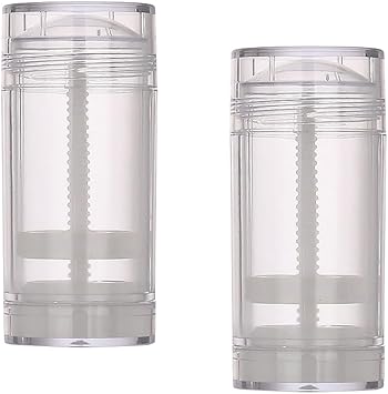 Happyupcity عبوات مزيل العرق البلاستيكية الشفافة الفارغة 2PCS سعة 75ML 2.5oz مع قاعدة دوارة - Image 1