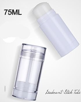 Happyupcity عبوات مزيل العرق البلاستيكية الشفافة الفارغة 2PCS سعة 75ML 2.5oz مع قاعدة دوارة - Image 3