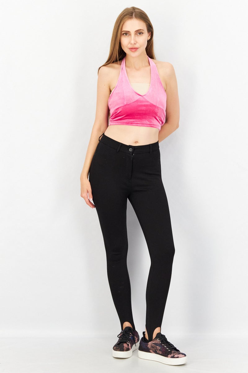 Sinsay Women Halter Neck Sleeveless Textured Crop Top, Pink - Image 2