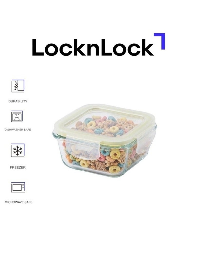 LocknLock حاوية زجاجية مربعة آمنة للفرن من لوكن لوك سعة 160 مل - محكمة الإغلاق، مقاومة للتسرب وحرارة عالية - Image 1