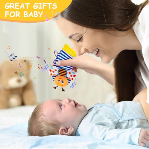 PADONISE Baby Wrist Rattle Socks and Foot Finder Set Baby Rattles Toys for 0-12 Month, Infant Girl Boy Toys for Babies 3-6 Months, Newborn Hand & Foot Toys for 0 to 9 Months, Baby Easter Gifts - Image 5