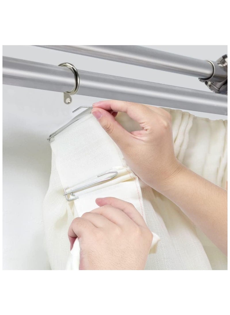AL WADI FURNITURE - Set of 100 Pcs Stainless Steel Solid Curtain Pinch Pleat Hooks Windows Treatment 4 Prongs Pinch Pleat Drapes for grommet curtains, pleated curtains, tab-top curtains and track curtains - 7L x 2.5W cm - Image 1