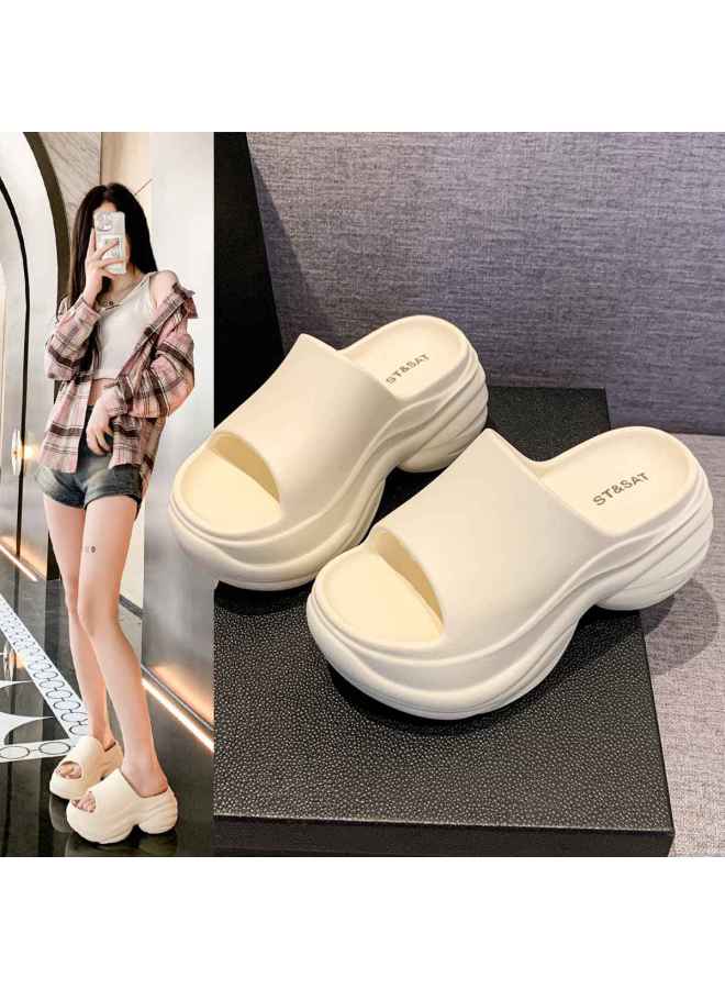 St&Sat Instant Height Boost 7.5cm】new Thick Sole Beach Sandals For Women, One-strap Flip Flops, Summer Outdoor Slippers For Women - Image 2