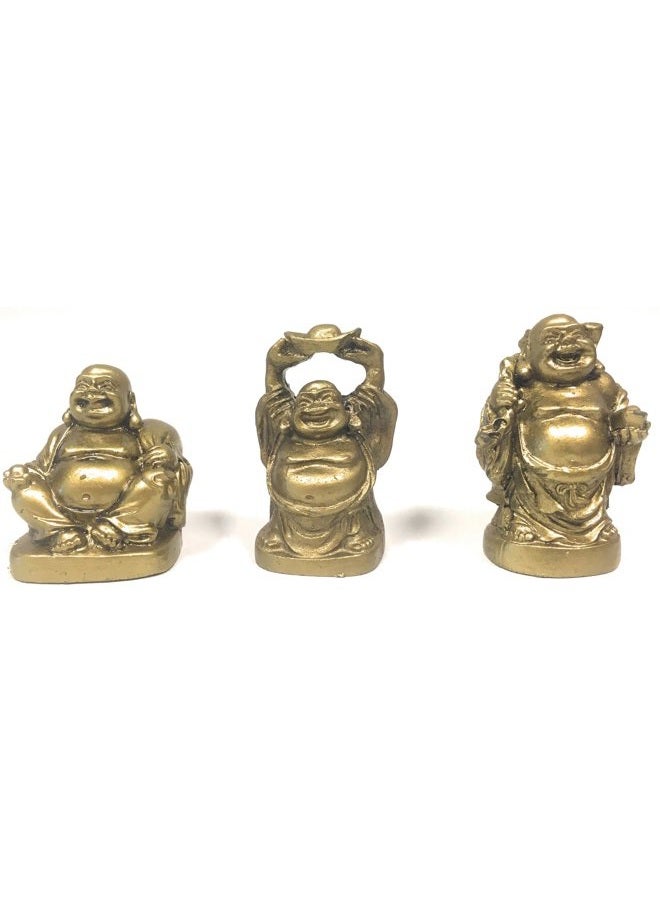 Amlong Crystal تمثال بوذا الضاحك 2 بوصة، مجموعة 6 قطع، ذهبية - Image 3