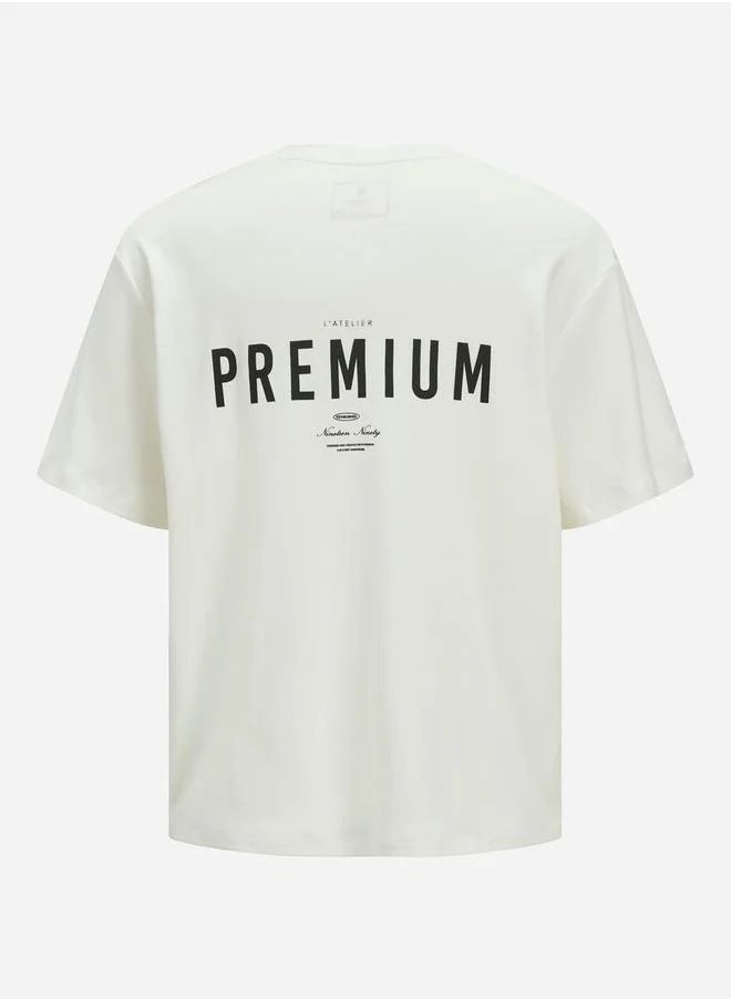 جاك اند جونز Slogan Print Round Neck T-Shirt