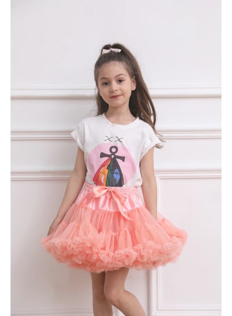 Girls Ballerina Ballet Tutu Costume Skirt,Children's Fluffy Skirt Half Skirt Princess Tutu Skirt pink