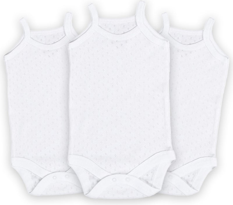 Novibaby 3-Piece Jacquard Rope Strap Baby Bodysuit with Snap Fasteners 100% Cotton  - Image 1