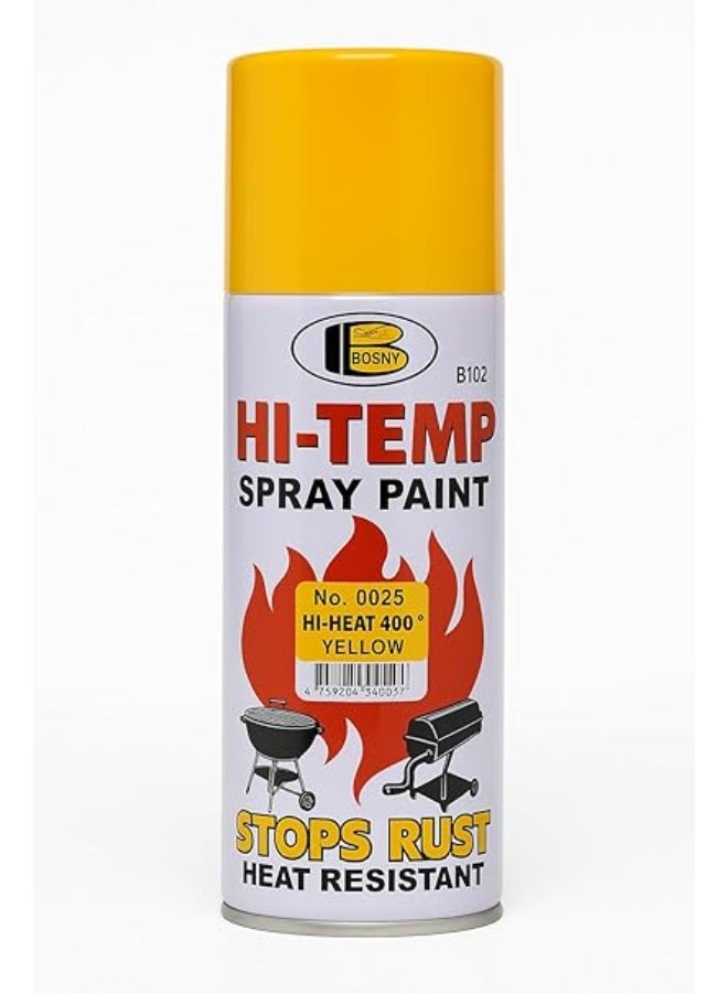 Bosny Hi-Temp Spray Paint 400°F Heat Resistant, 400ml Aerosol – Yellow