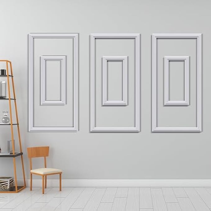 3 PCS PREMADE WAINSCOTING PANELS，ACCENT WALL PANELS FOR INTERIOR WALL DECOR,ALL EDGES PRECUT, FACTORY PRIMED WALL MOLDING PIECES (12 X 24 + 6 X 12IN) - Image 3