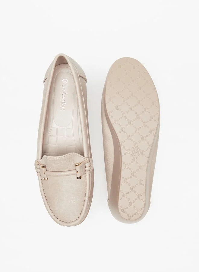 لو كونفورت Women'S Solid Slip-On Loafers With Wedge Heels