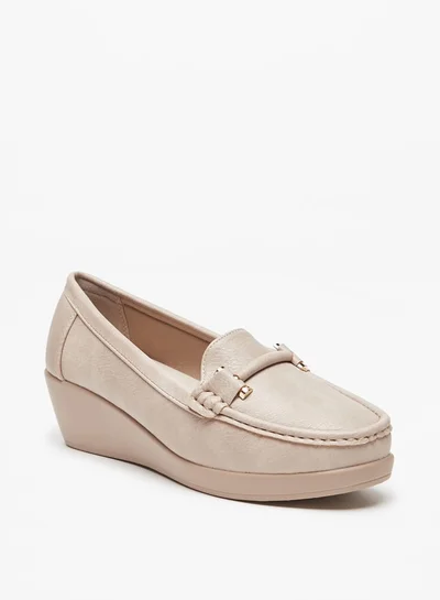 لو كونفورت Women'S Solid Slip-On Loafers With Wedge Heels