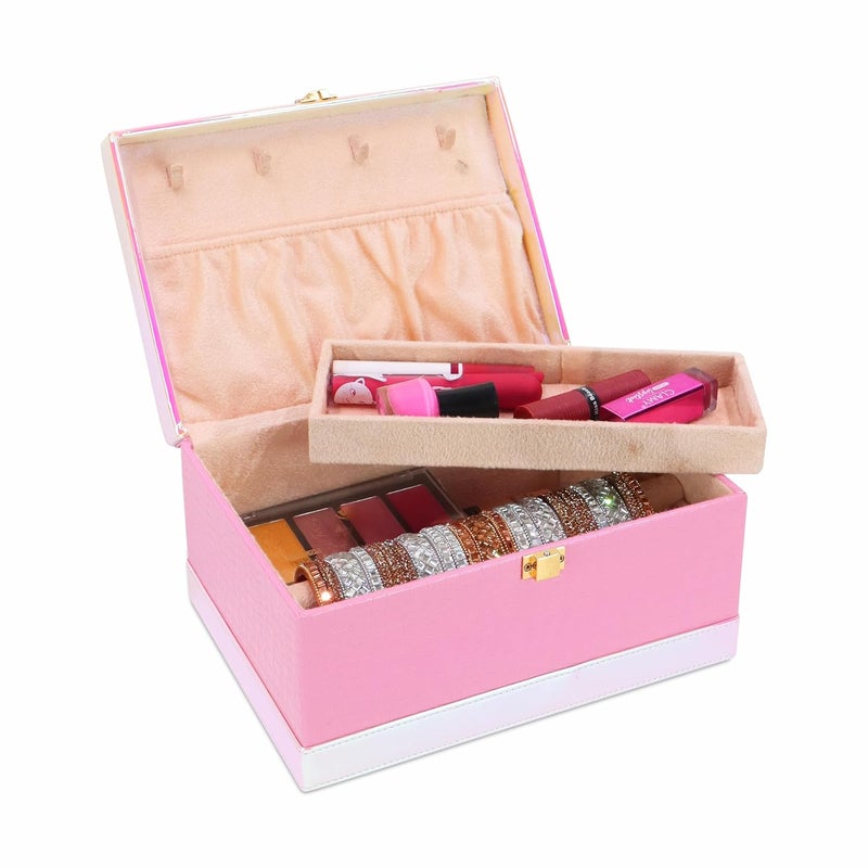 NFI essentials Makeup Organizer Box Makeup Vanity Box Cosmetic Box for Women Bridal Makeup Storage Box Jewelry Box Makeup Kit Box - Image 2