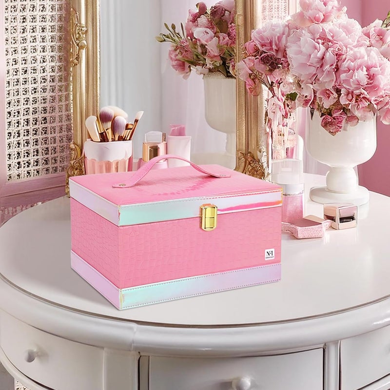 NFI essentials Makeup Organizer Box Makeup Vanity Box Cosmetic Box for Women Bridal Makeup Storage Box Jewelry Box Makeup Kit Box - Image 5