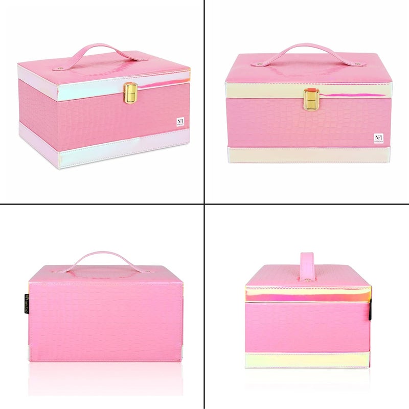 NFI essentials Makeup Organizer Box Makeup Vanity Box Cosmetic Box for Women Bridal Makeup Storage Box Jewelry Box Makeup Kit Box - Image 3