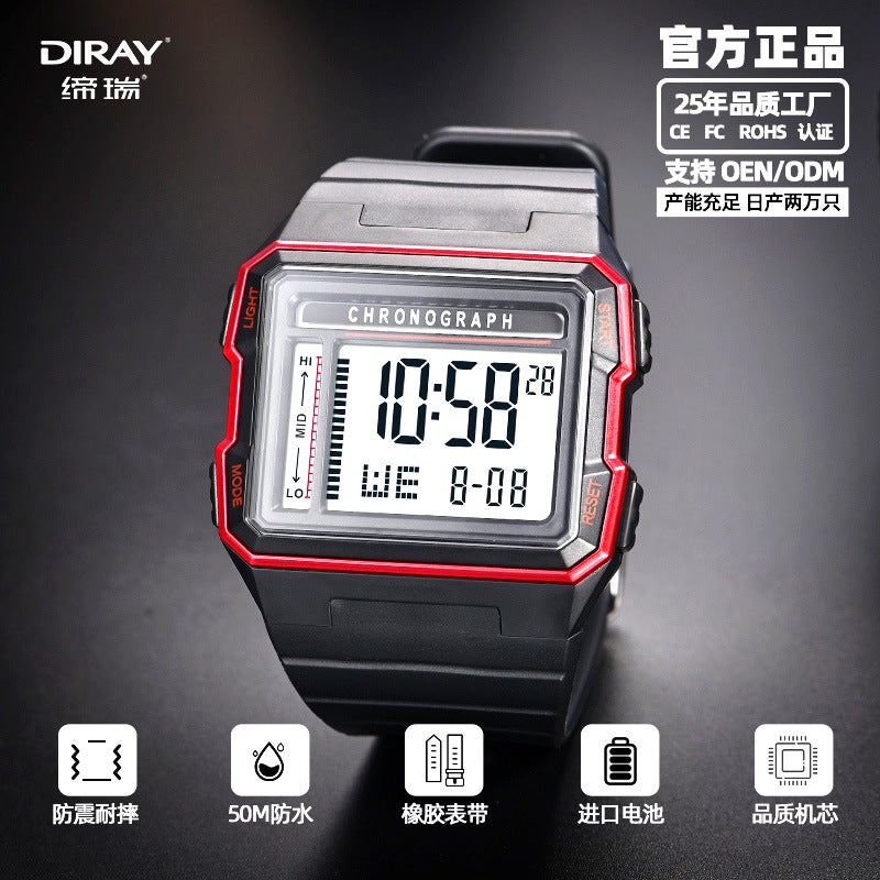 Dive Series Square LED Sports Watch 50ATM Waterproof Card Blue 50 m Waterproof Luminous Fall Resistance  - Image 3
