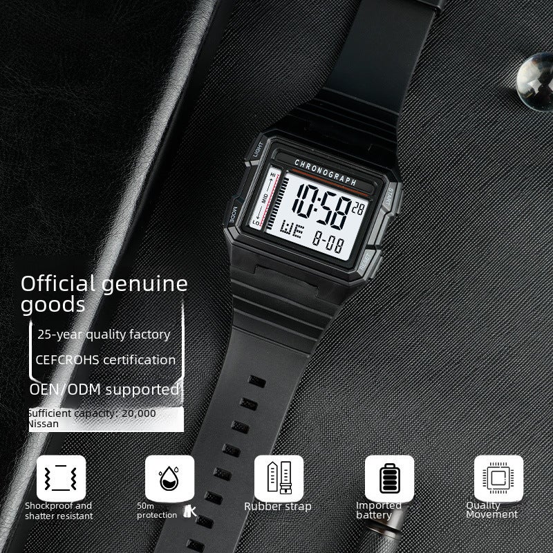 Dive Series Square LED Sports Watch 50ATM Waterproof Card Blue 50 m Waterproof Luminous Fall Resistance  - Image 4