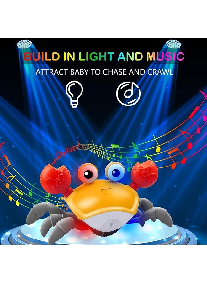 YelaJoy Baby Crawling Crab Musical Toy,Interactive Walking Dancing Toy with Music Sounds & Lights, Automatically Avoid Obstacles,USB Charging Cable Included,Fun Moving Toy for Babies,Toddlers and Kids (Red)  - Image 4