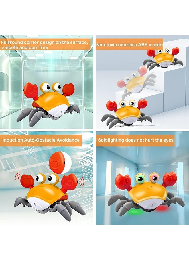 YelaJoy Baby Crawling Crab Musical Toy,Interactive Walking Dancing Toy with Music Sounds & Lights, Automatically Avoid Obstacles,USB Charging Cable Included,Fun Moving Toy for Babies,Toddlers and Kids (Red)  - Image 3