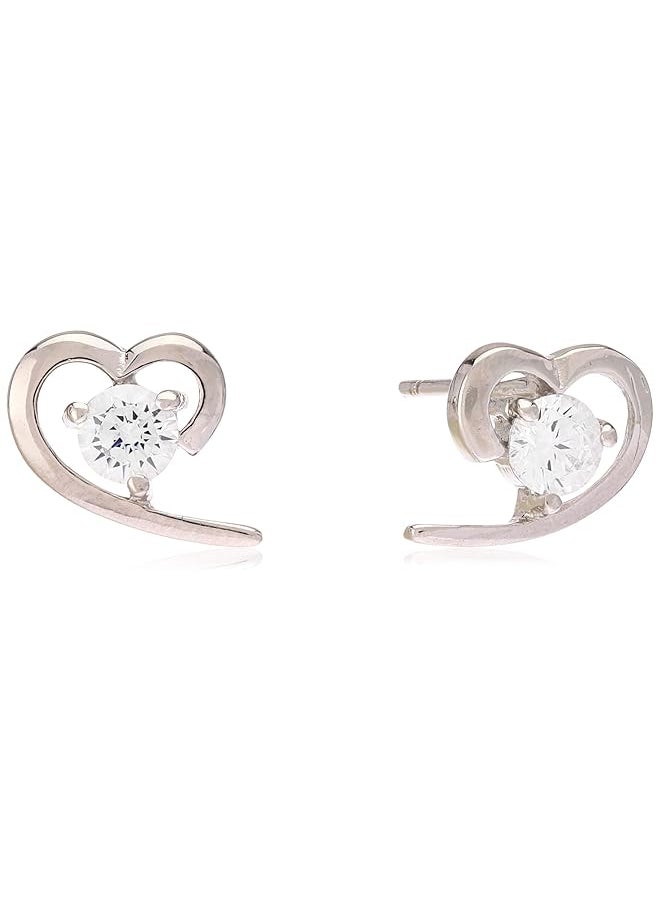 Women'S Sterling Silver White Solitaire Cubic Zirconia Heart Stud Earrings Silver One Size - pzsku/Z6115DC0C360CB31DDE6AZ/45/_/1741255409/d6e5b8da-b921-48c2-a915-9b72cbc22903