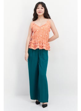 INC Women Ruffle Collar Floral Print Sleeveless Top, Dark Orange  - Image 3