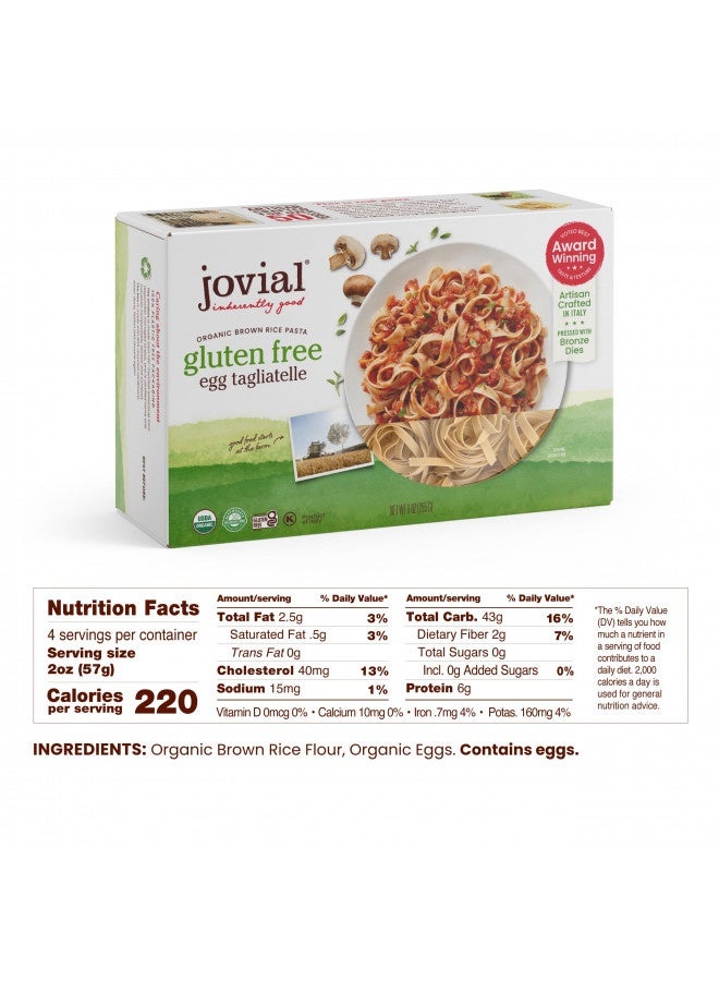 Jovial Jovial Whole Grain Brown Rice Egg Tagliatelle Pasta - Pasta Tagliatelle, Tagliatelle Pasta, Whole Grain Pasta, Organic Pasta, Gluten Free, Dairy Free, Brown Rice Pasta, Made In Italy - 9 Oz - Image 4