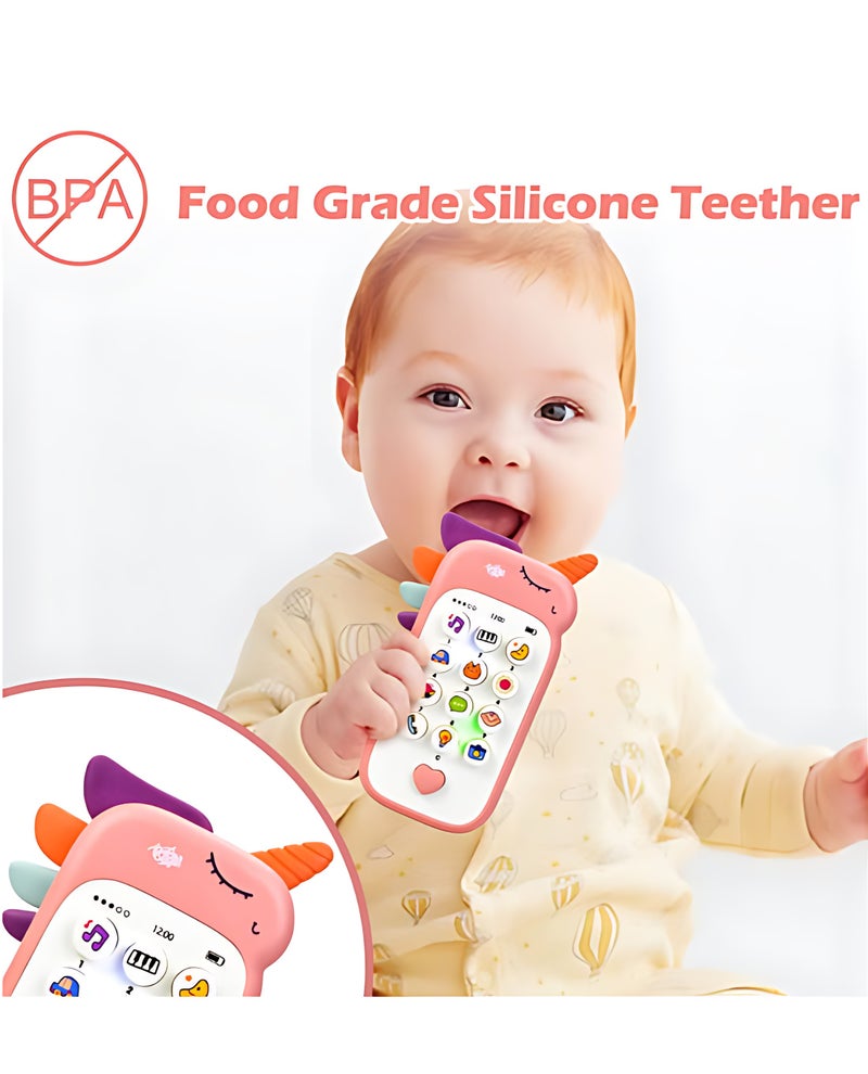 Sthxyfaith Baby Cell Phone Toys, Fun and Educational Sound Toy for Babies and Toddlers for 6+ Months,Toy Mobile Phone Music Learning Education Mobile Toys (Pink) - Image 4