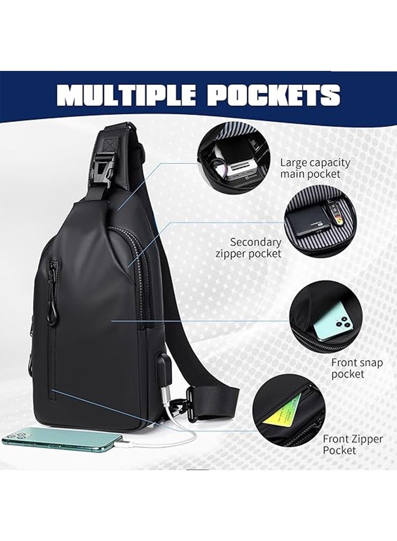 lebonaer Multifunctional USB Charging Chest Bag - Water-Resistant & Durable Fabric, Honeycomb Ventilated Back Panel, Multi-Layer Storage Design, Multiple Carrying Options, Ideal for Urban Commute & Outdoor Exploration. Search Keywords: USB charging chest bag, everyday carry chest pack, fashionable multifunctional sling bag, rain-resistant crossbody bag, men's sports chest bag, large capacity organizer pack, outdoor cycling chest bag, travel anti-theft sling, lightweight daypack, phone charging bag, breathable comfortable chest pack, wear-resistant travel bag, urban exploration chest bag, weekend outing sling, student fashion chest bag, multi-purpose storage pack, commuter leisure sling, sports waist bag, secure design chest pack, outdoor activity chest bag. - Image 5