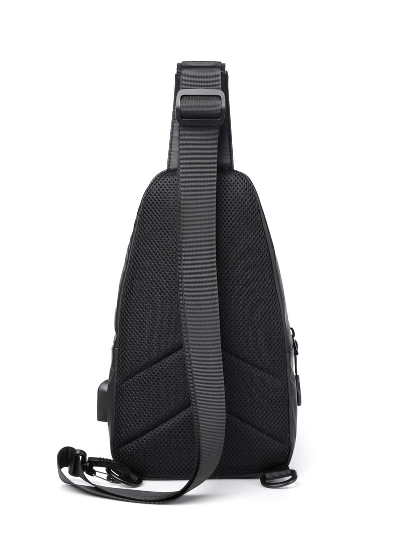 lebonaer Multifunctional USB Charging Chest Bag - Water-Resistant & Durable Fabric, Honeycomb Ventilated Back Panel, Multi-Layer Storage Design, Multiple Carrying Options, Ideal for Urban Commute & Outdoor Exploration. Search Keywords: USB charging chest bag, everyday carry chest pack, fashionable multifunctional sling bag, rain-resistant crossbody bag, men's sports chest bag, large capacity organizer pack, outdoor cycling chest bag, travel anti-theft sling, lightweight daypack, phone charging bag, breathable comfortable chest pack, wear-resistant travel bag, urban exploration chest bag, weekend outing sling, student fashion chest bag, multi-purpose storage pack, commuter leisure sling, sports waist bag, secure design chest pack, outdoor activity chest bag. - Image 3