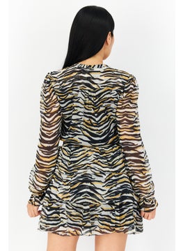 Pepe Jeans Women Abstract Print Mini Dress, Black Combo  - Image 3