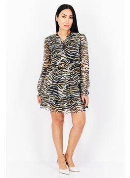 Pepe Jeans Women Abstract Print Mini Dress, Black Combo  - Image 4