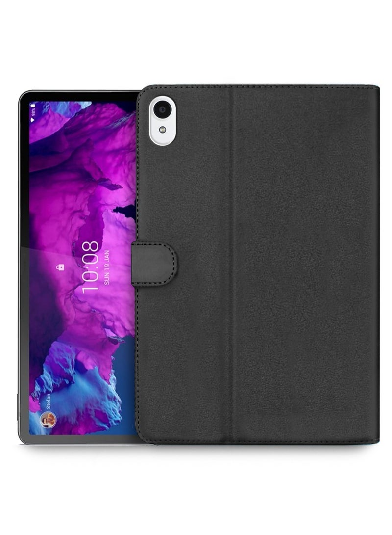 اوميكر غطاء حماية قلاب من جلد البولي يوريثان بإغلاق مغناطيسي لهاتف لينوفو تاب P11 / P11 Plus 4G 2021 أسود - Image 1