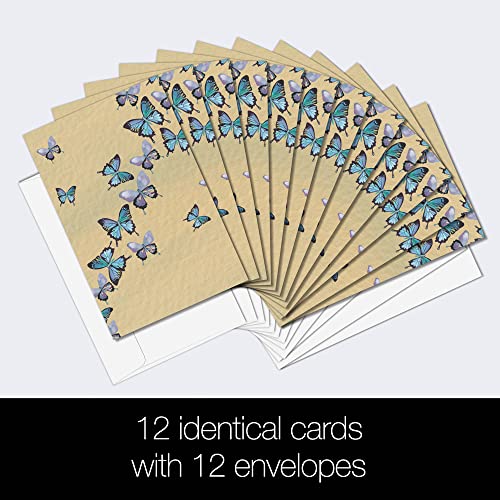 Tree-Free Greetings Blue Butterflies in Flight All Occasion Cards - 12 Recycled 4x6 Cards & White Envelopes, Thick Cardstock, Made in USA - Artfully Inspiring Nature - Image 2