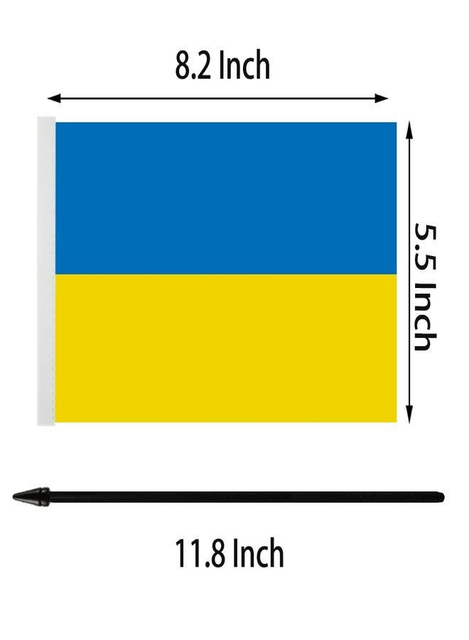 Zigvert US American & Ukraine Friendship Table Flag, American Ukraine Desk Flag,US, Ukrainian Twin Desk Flag Set, Ukrainian Flags For Room Display-Miniature USA & Ukraine Combination Flag - Image 2