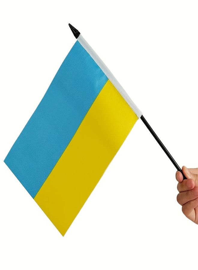 Zigvert US American & Ukraine Friendship Table Flag, American Ukraine Desk Flag,US, Ukrainian Twin Desk Flag Set, Ukrainian Flags For Room Display-Miniature USA & Ukraine Combination Flag - Image 3
