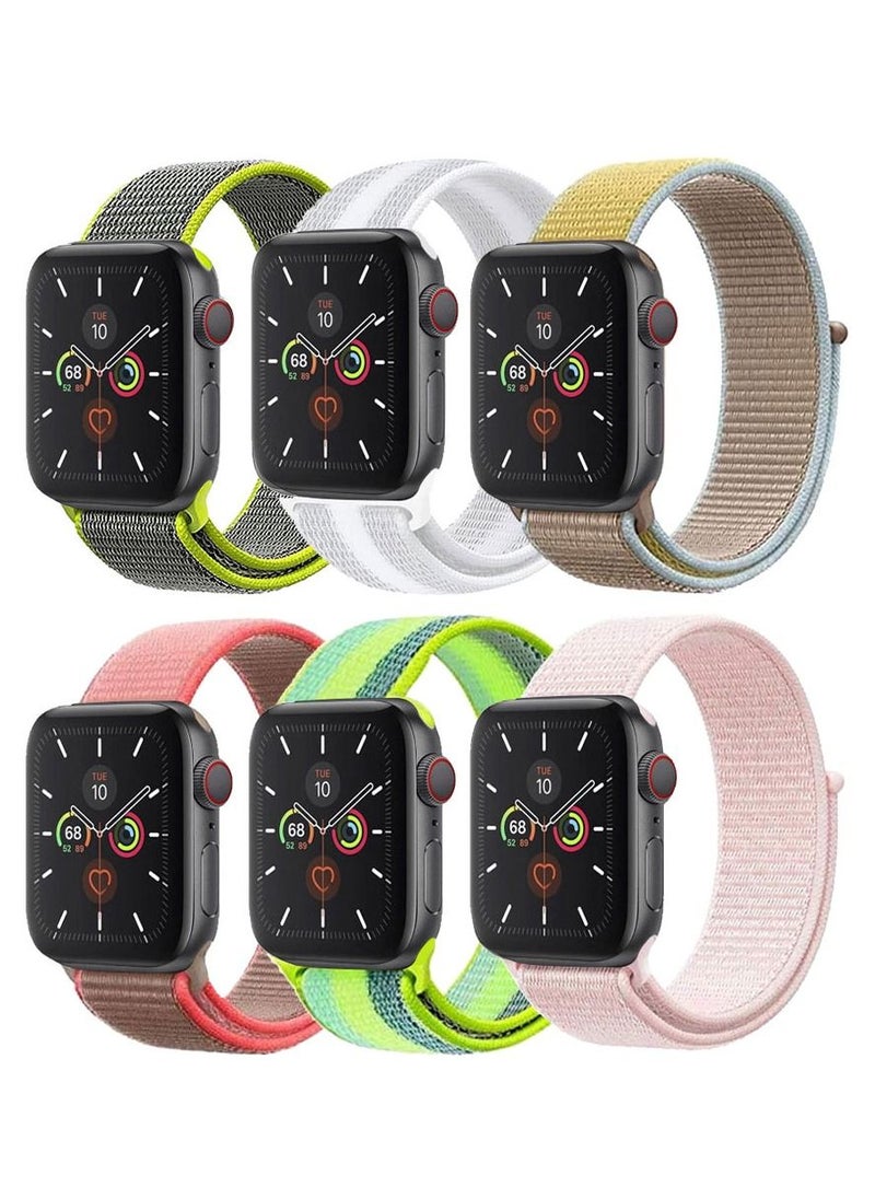 CATANES 6 Pack For Apple Watch 41mm 40mm 38mm Nylon Sport Loop Band Compatible With iWatch Series 7 SE 6 5 4 3 2 1 Men Women Braided Stretchy Nylon Loop Bands  - Image 2