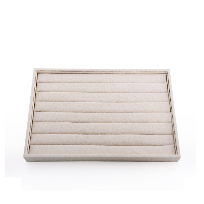 Oirlv Linen 7 Lines Ring Storage Tray Rings Showcase Display Organizer Plate - Image 1
