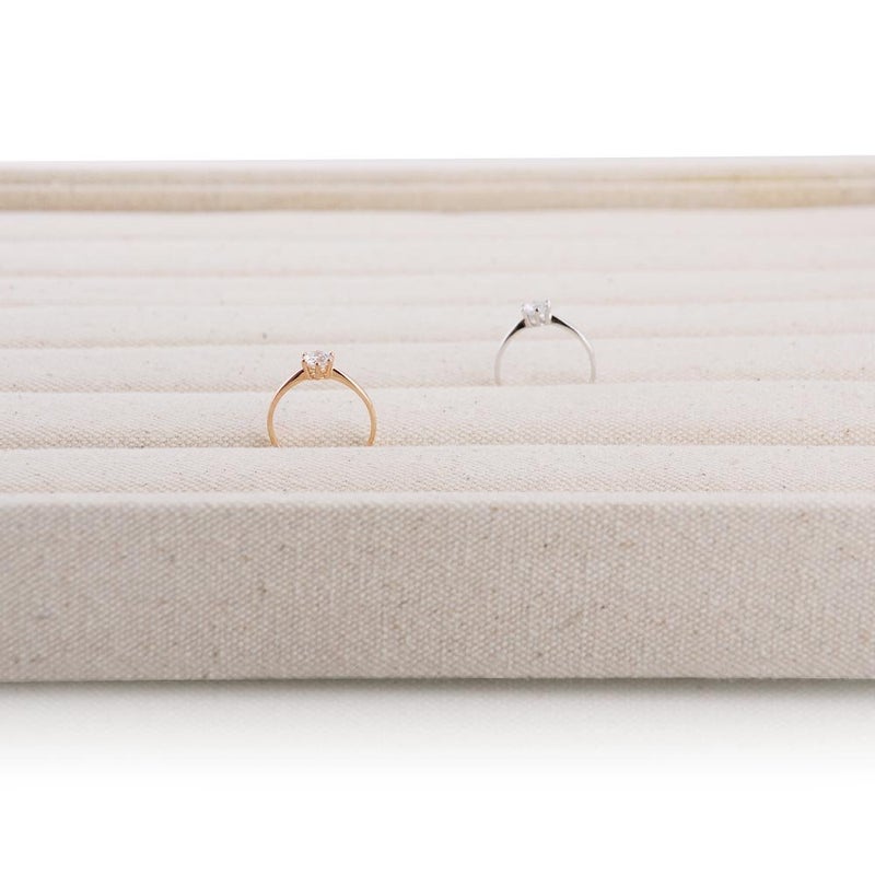 Oirlv Linen 7 Lines Ring Storage Tray Rings Showcase Display Organizer Plate - Image 5