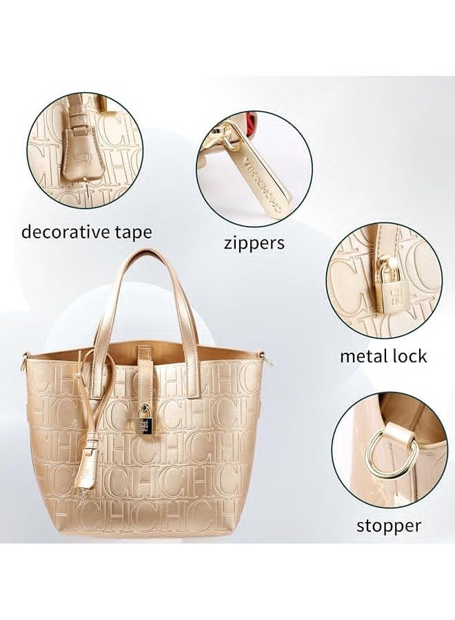 CH CH Embossed Ladies Crossbody Bag Letter Printing Design Ladies Handbag Large Capacity Tote Bag Elegant Temperament Ladies Should - Image 3