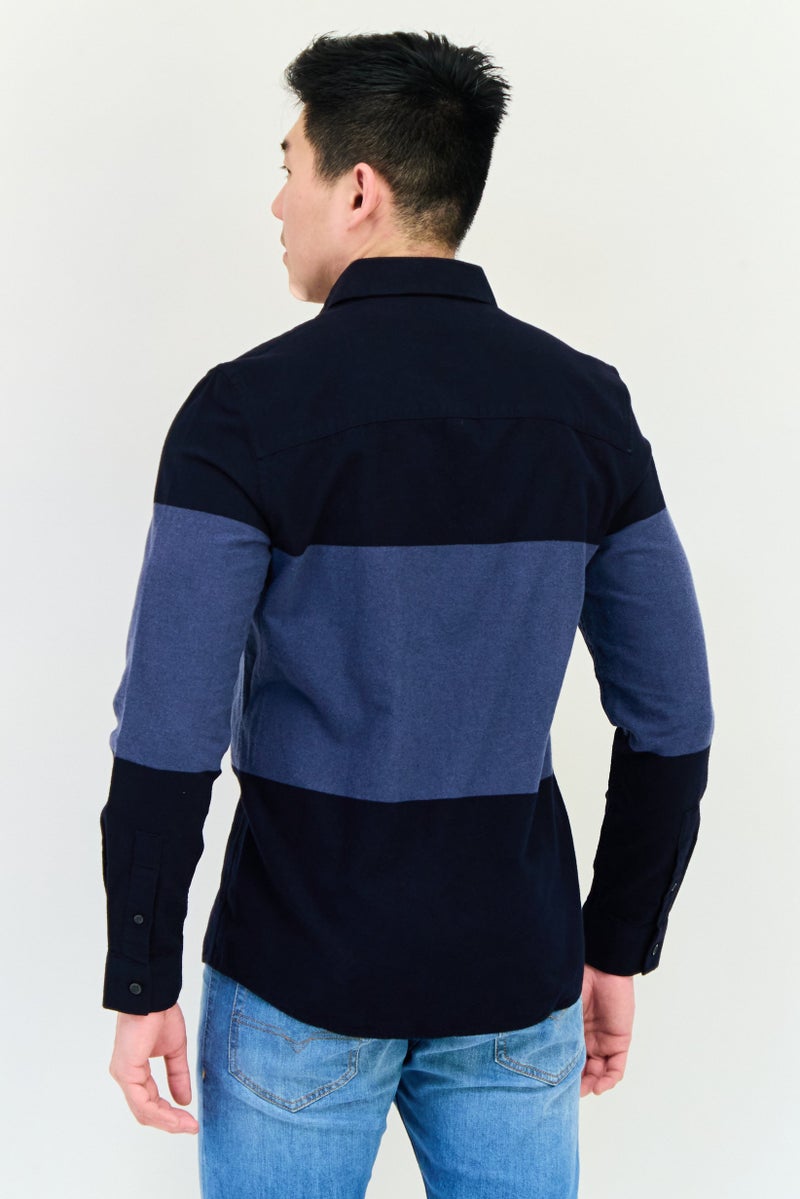 SELECTED Men Regular Fit Colorblock Long Sleeve Casual Shirt, Multicolor  - Image 3