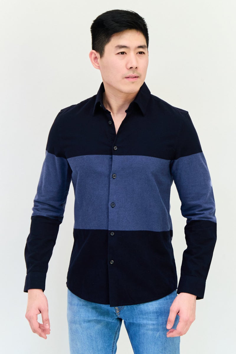 SELECTED Men Regular Fit Colorblock Long Sleeve Casual Shirt, Multicolor  - Image 1
