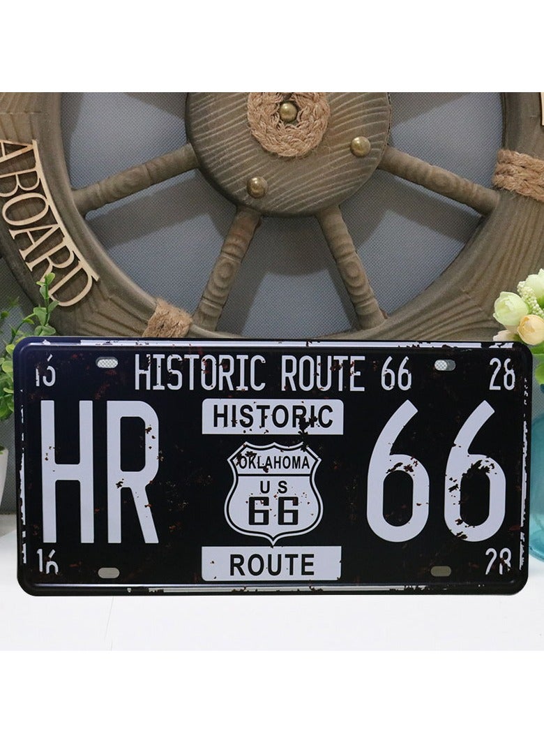 Generic Vintage Design Car Metal License Plate Black/White 